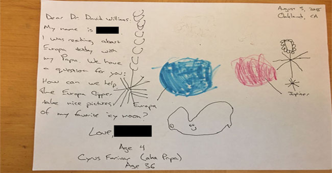 NASA expert answers a 4-year-old girl's letter about satellite Europa