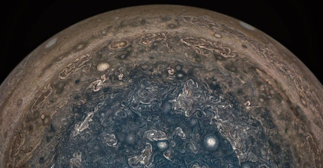 NASA published a detailed photograph of Jupiter's southernmost surface sent by Juno
