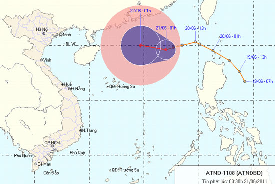 News of tropical depressions in the East Sea