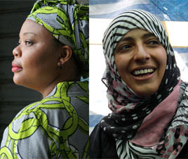 Nobel Peace Prize on the hands of three feminists