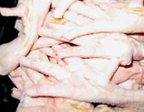 Old chicken feet bleaching with oxygen