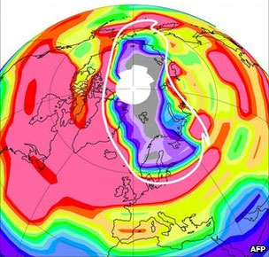 Ozone holes appear in the North Pole