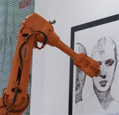 Painter painting space with the robot