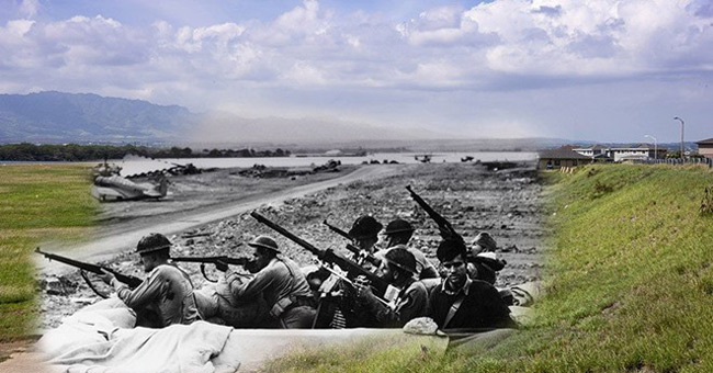 Panoramic view of Pearl Harbor 74 years after the historic battle