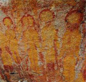 Picture drawing aliens on the cave