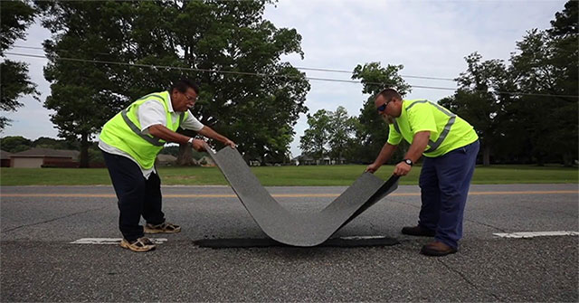 Pothole patch on the road