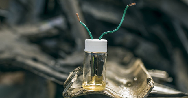 Produces extremely high performance batteries from the things we still throw away every day