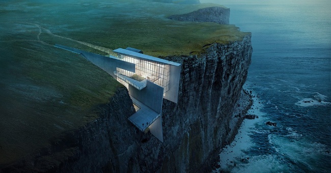 Ripping cliffs built a cliff resort on the sea