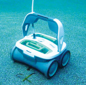 Robot cleaning the pool