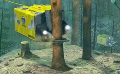 Robot underwater wood saws