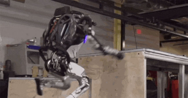 Robots of Boston Dynamics have the same parkour peak as humans