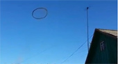 Round of strange black smoke in the sky of Kazakhstan