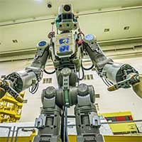 Russia for the first time launched a robot carrying a human figure on ISS