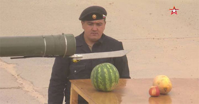 Russian tanks turned into giant fruit peelers