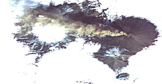 Russian volcano is like the entrance to hell in satellite images
