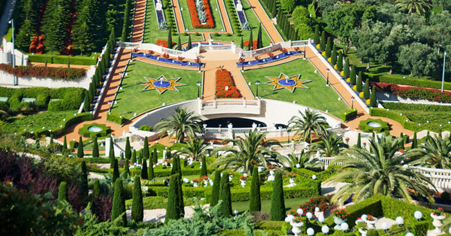 Sacred sites of Baha religion in Haifa in the west of Galilee