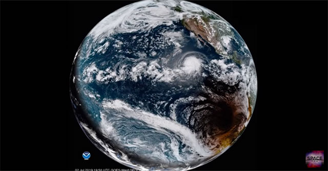 Satellite simultaneously captures total eclipse and tornado