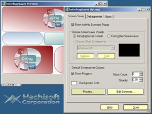 Screen saver and hard drive defragmentation