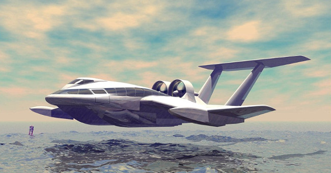Sea-going hybrid airplanes move with air cushion