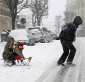 Seasonal snowstorm in Europe makes traffic stagnant