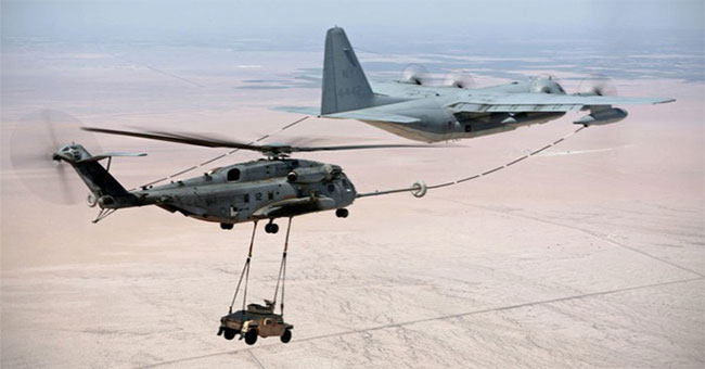 See heavy transport helicopters carrying both cars and aerial refueling