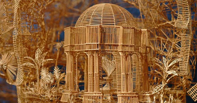 See masterpieces from 100 000 toothpicks built in 35 years
