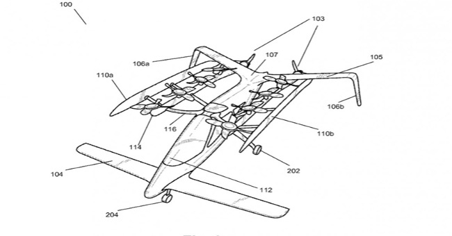 See the drawing of the foldable flying car of Google co-founder
