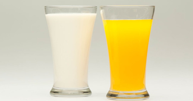 Should orange juice or milk be taken in the morning?