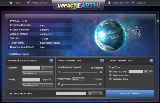 Simulate the asteroid collision - the earth