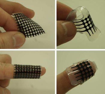 Small tactile display device with adhesive tape