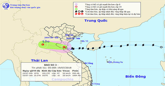 Son Tinh storms weakened into low pressure, North Trung Bo was heavy rain