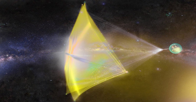 Space sailboats use lasers to travel at extremely fast speeds