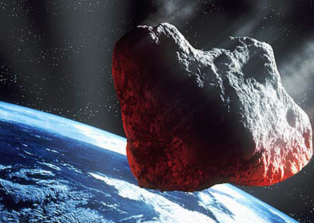 Spacecraft blocking meteorites rushing towards the earth