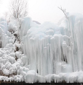 Spectacular frozen waterfall scene