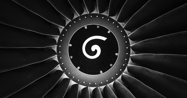 Spiral image on airplane engine?  Do people draw for fun?
