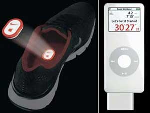 Sport shoes connected to the iPod