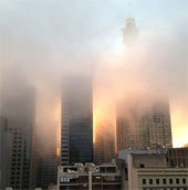 Startled the image of Sydney sinking in