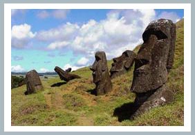Stone statues on Rapanui Island
