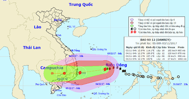 Storm No. 12 is gradually stronger, heading straight to Khanh Hoa - Ninh Thuan