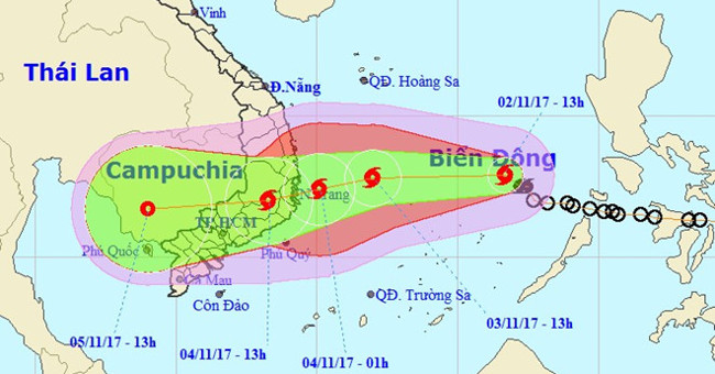 Storm No. 12 targets Khanh Hoa - Ninh Thuan, winds of 130km / h