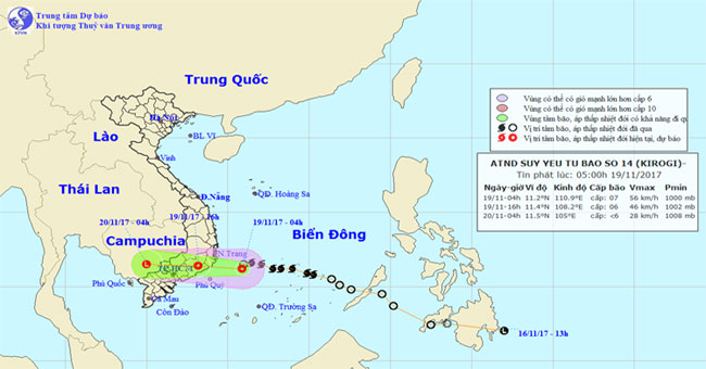 Storm No. 14 weakens into a tropical depression