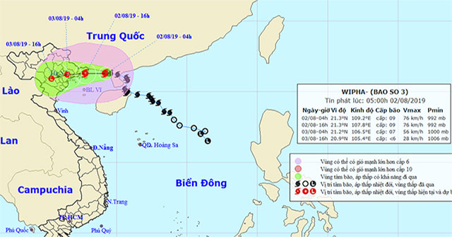 Storm No. 3 is about 180km from Quang Ninh - Hai Phong