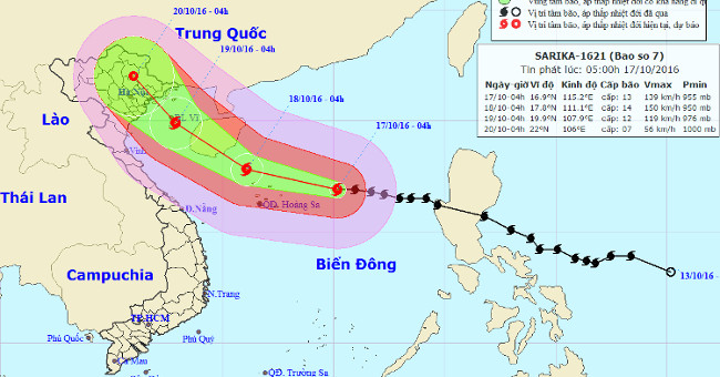 Storm No. 7 jerk level 17 goes straight to Quang Ninh - Nam Dinh