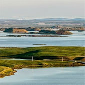 Strange hollow holes in the ancient lake of Iceland