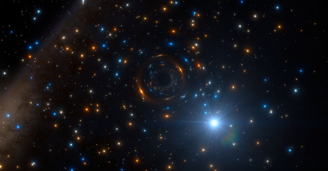 Strange strange star turns around invisible black hole