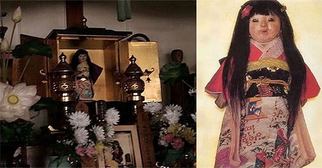 Strangely, dolls grow long hair in an ancient temple in Japan