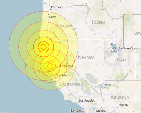 Strong earthquake in California