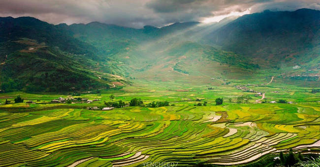 Summer day on the mountainous region of Mu Cang Chai
