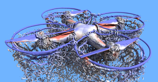 Super NASA computers simulate a whirlwind from a drone plane