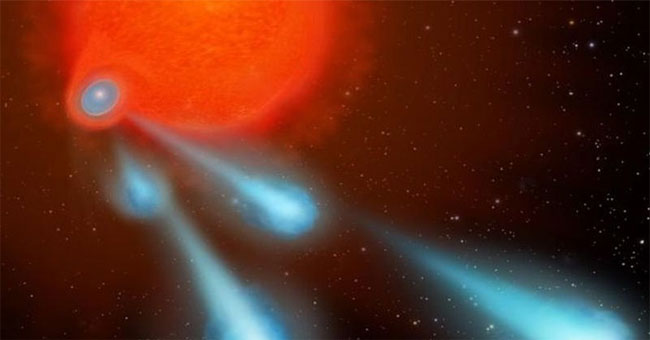 Superheated plasma balls emanating from the dying star